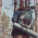 Young Man with Backpack Hiking in Forest - VideoHive Item for Sale