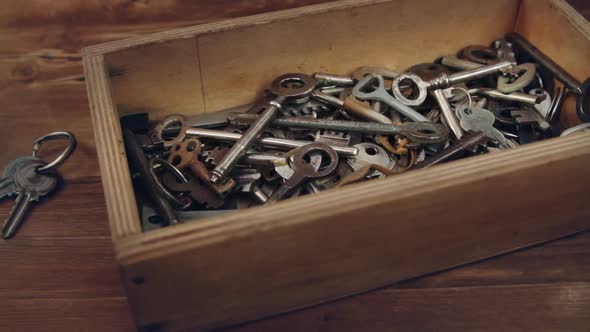 Old Metal Keys To A Door And Furniture 