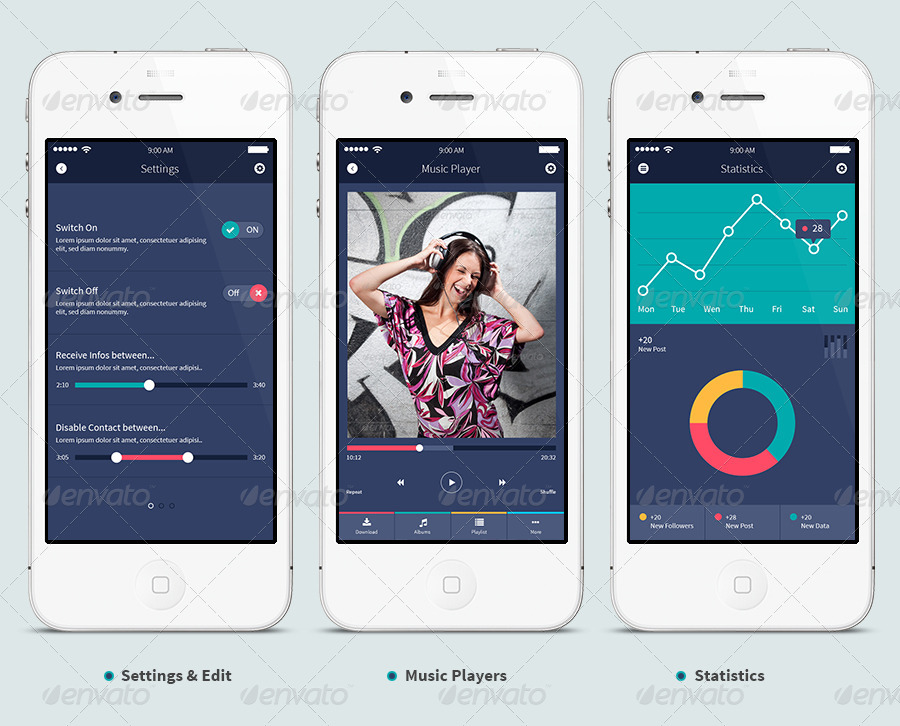 Flat Mobile UI Pack, Web Elements | GraphicRiver
