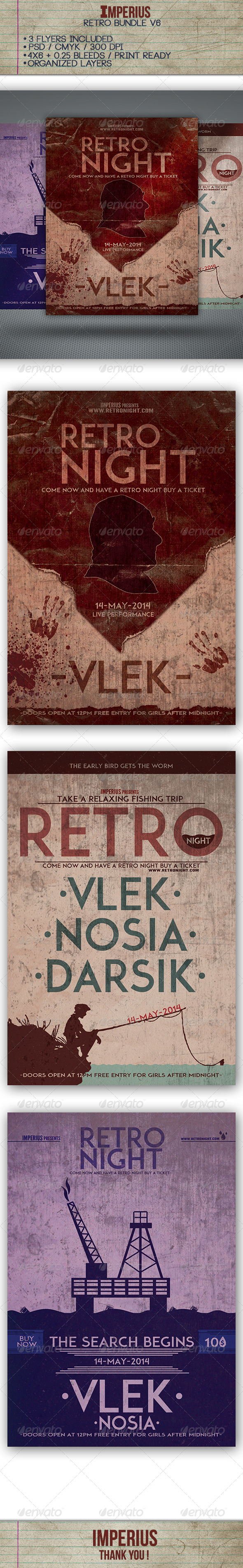 Retro Bundle V6 - Flyers Print Templates