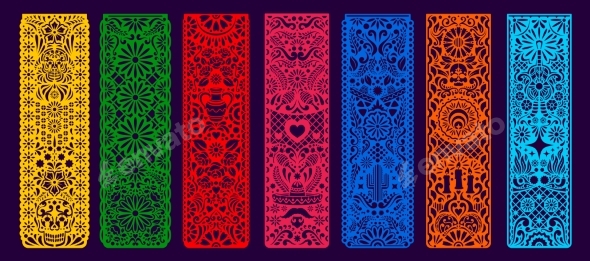 Mexican Papel Picado Borders or Paper Cut Frames