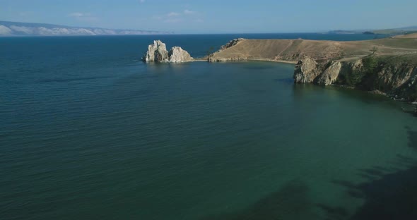 Olkhon Island Lake Baikal Tranquil Aerial View Famous tourist attraction  alt