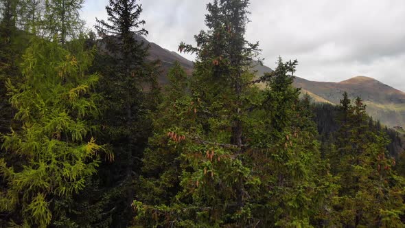 Majestic Mountain Range And Winding Road At The Hilltop In Rauris, Austria. aerial alt