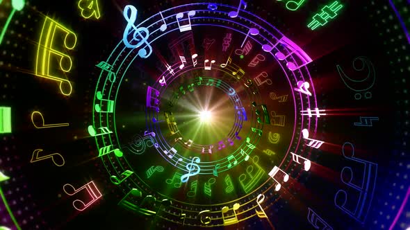 Colorful Music Notes Tunnel