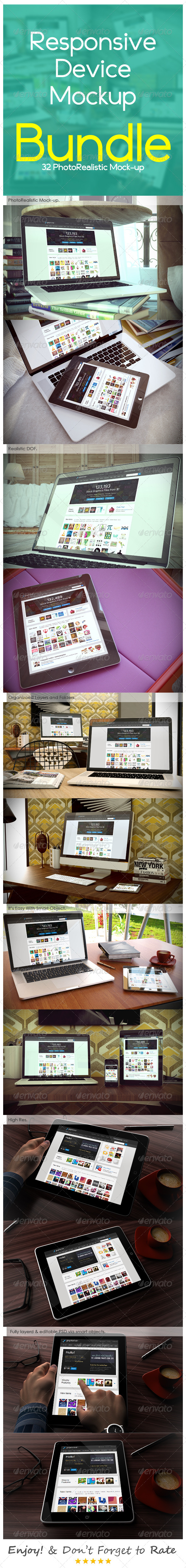 Responsive Device Mockup BUNDLE - Multiple Displays