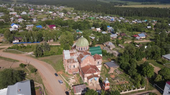 Old Cathedral with Dome Located in Suburb Village
