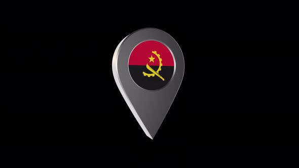 3d Animation Map Navigation Pointer With Angola Flag With Alpha Channel - 4K alt