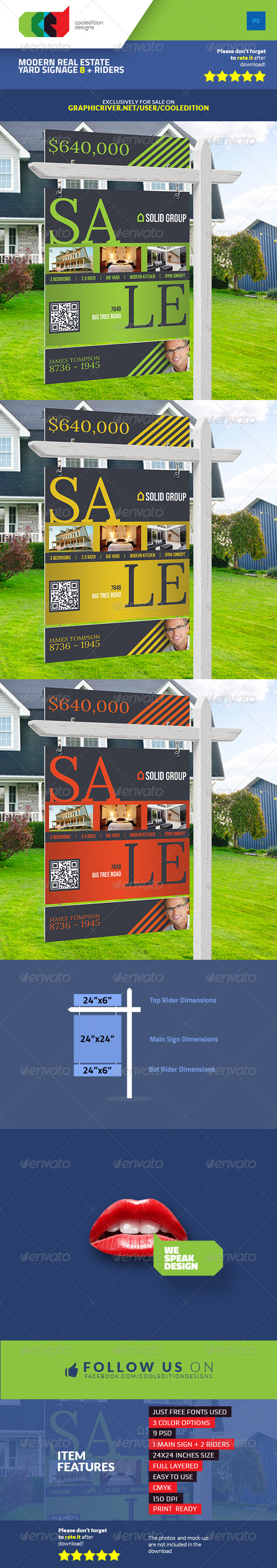 Download Modern Real Estate Yard Signage 8 + Riders by cooledition ...