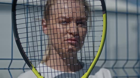 Portrait of Professional Beautiful Sport Expirienced Woman Tennis Player with a Racket Female Sport alt