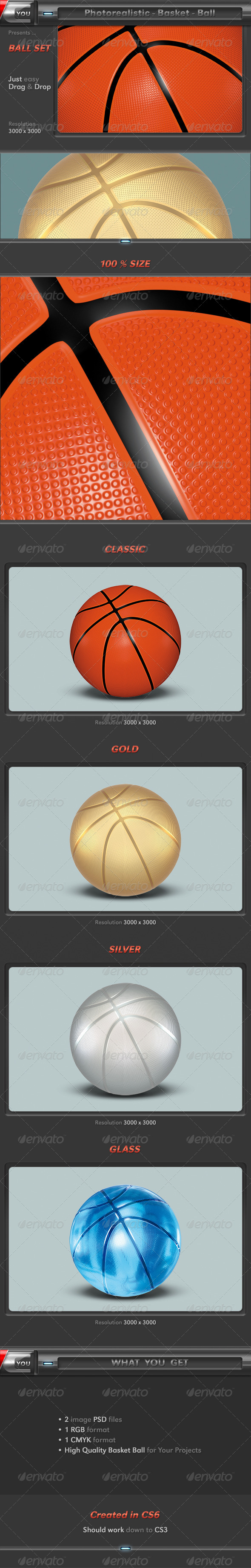 Basketball as 3D Photorealistic Ball Set - Objects 3D Renders