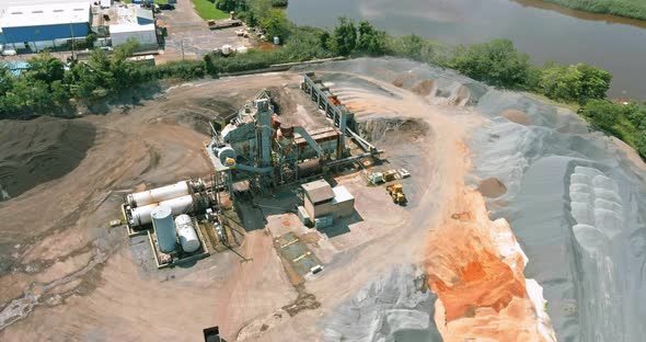 Asphalt Production Factory an Industrial Production Plant Surrounded By Piles of Gravel alt