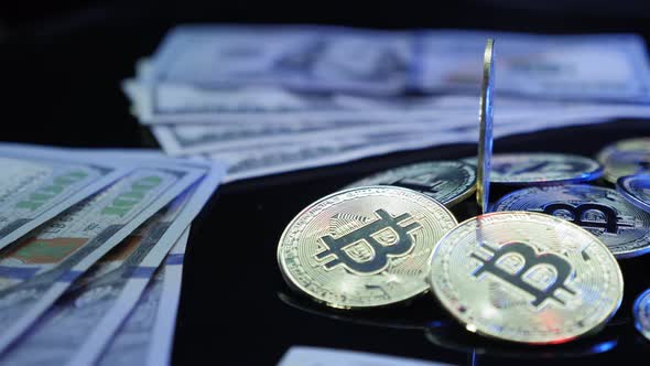 Bitcoin currency. Worldwide virtual internet money. Digital coin cyberspace. alt