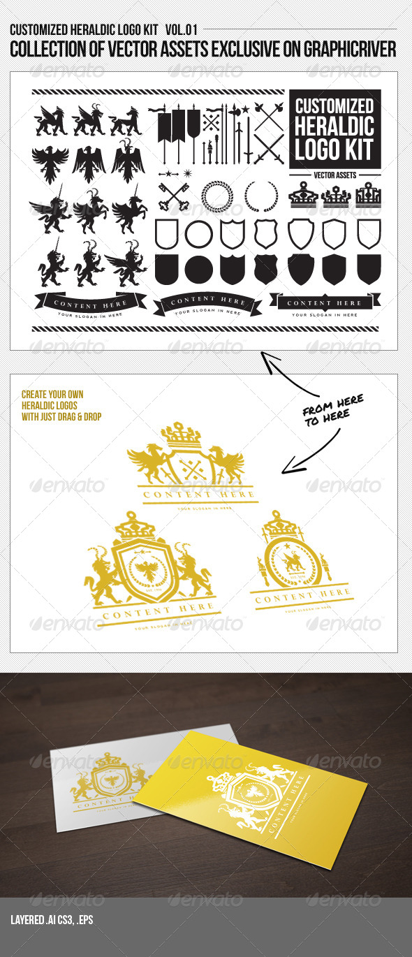 Customized Heraldic Logo Kit Vol. 01 - Decorative Vectors