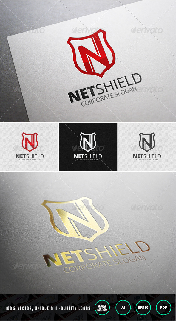 Net Shield Logo Template - Letters Logo Templates