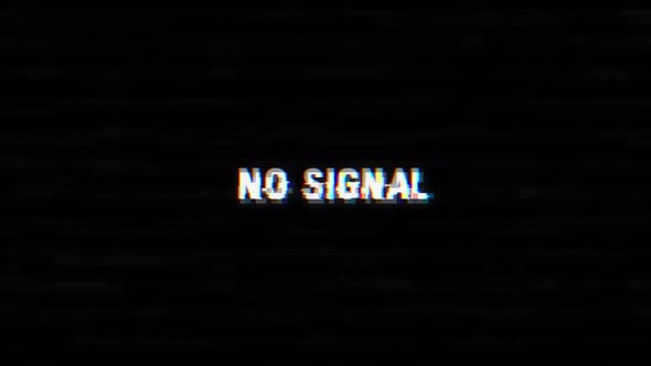 No Signal glitch text with noise and vhs background alt