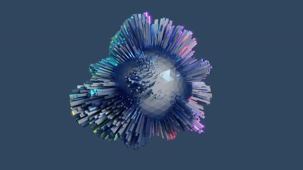 The dancing colored blocks on the screen. 4k geometry shapes animation. Seamless loop.