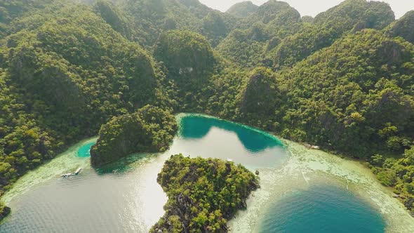 Coron Palawan Philippines Aerial View of Beautiful Twin Lagoon and Limestone Cliffs alt