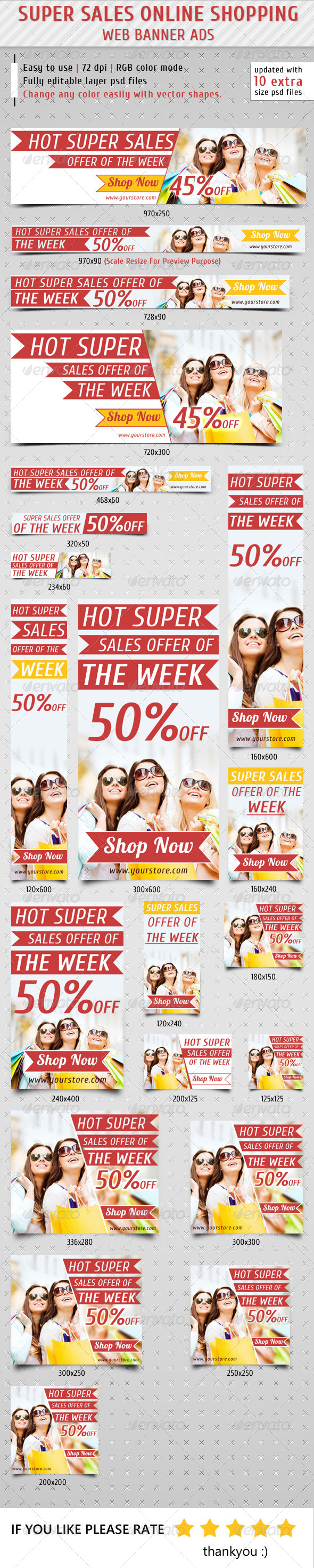 Super Sales Online Shopping Banner Ads - Banners & Ads Web Elements