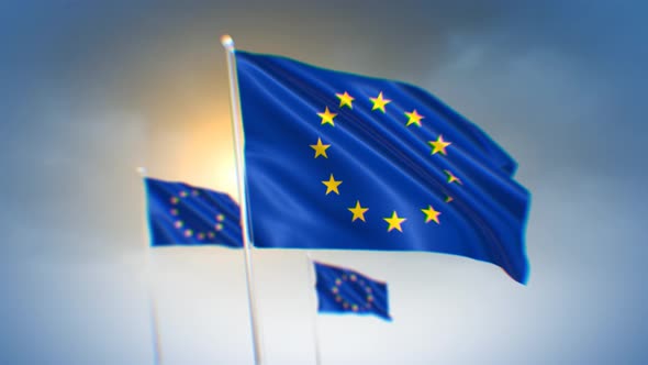 European Union Flags Background 4K
