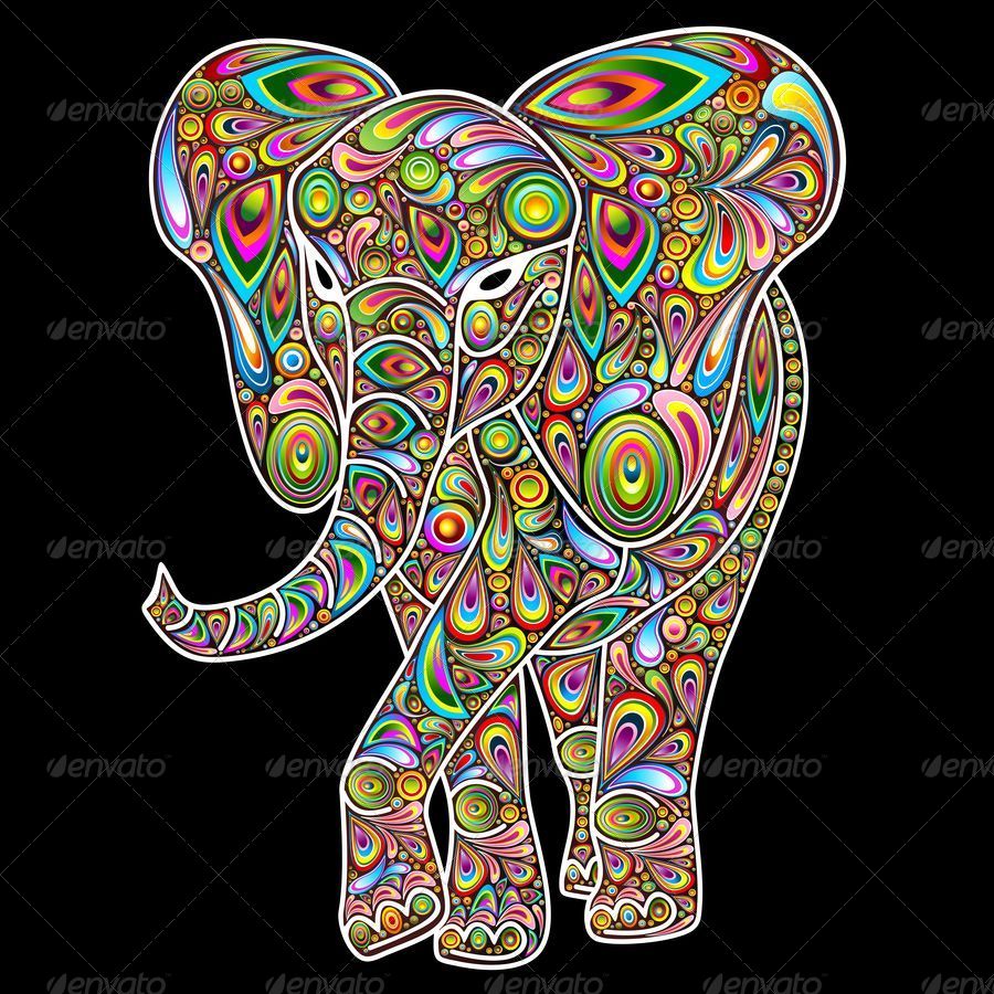 Elephant Psychedelic Pop Art Design By Bluedarkat Graphicriver