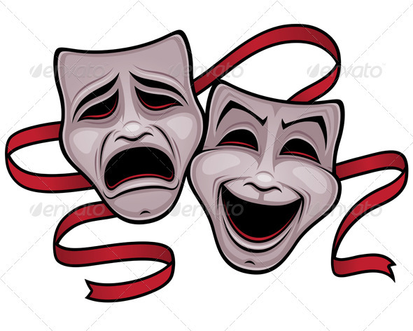 Comedy and Tragedy Theater Masks - Decorative Symbols Decorative