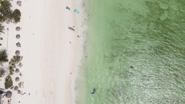 Aerial View of the Beach on Zanzibar Island Tanzania Slow Motion alt