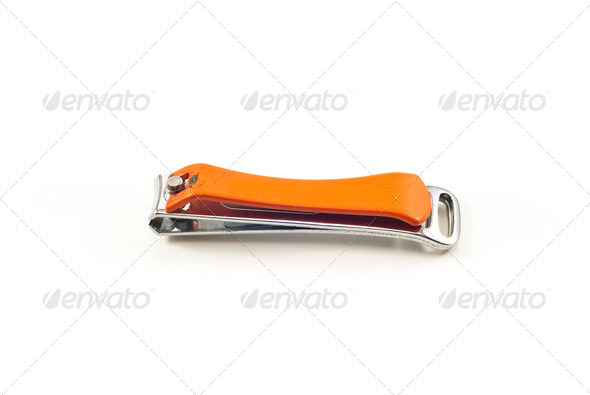 stainless steel nail clippers isolated on white background with - Stock Photo - Images