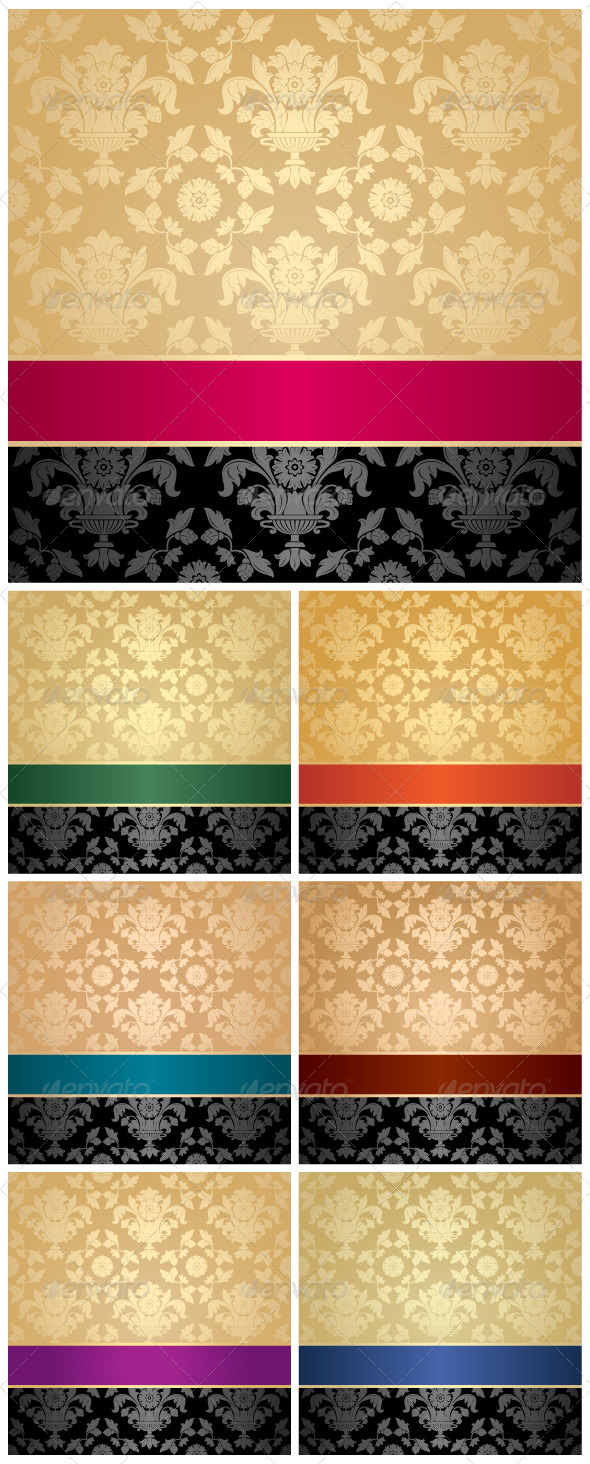 Floral Backgrounds with Colored Ribbons - Backgrounds Decorative