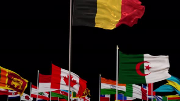 Belgium Flag With World Flags In Alpha Channel