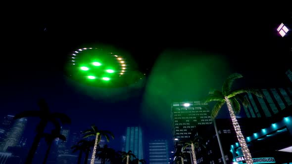 UFO is Flying Over The Night City alt