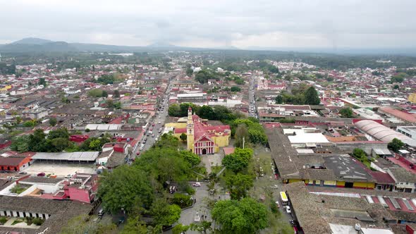 drone shot of main church at Coatepec Veracuz, Mexico alt