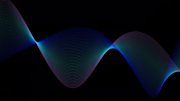 Blue Cyan Pink Color Line Wave Animation On Black Background alt