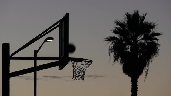 Hoop and Net for Basketball Game Silhouette