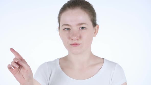 Shaking Finger to Reject No By Young Redhead Woman alt