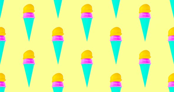 Minimal motion 3d art. Creative ice cream seamless animation pattern