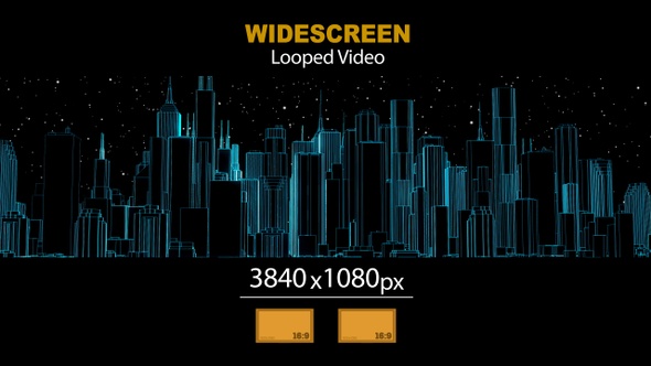 Widescreen Wireframe Rotate City 01