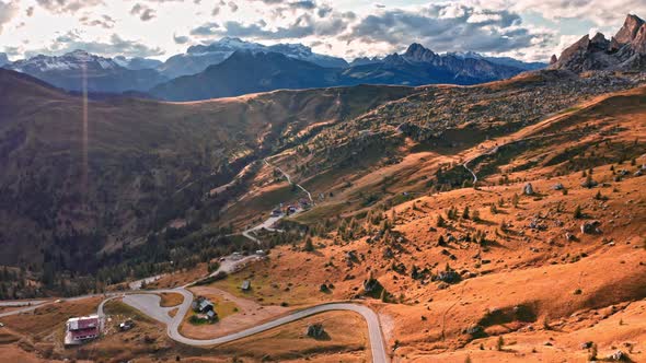 Averau peak near Passo Giau, Dolomites, view from above alt