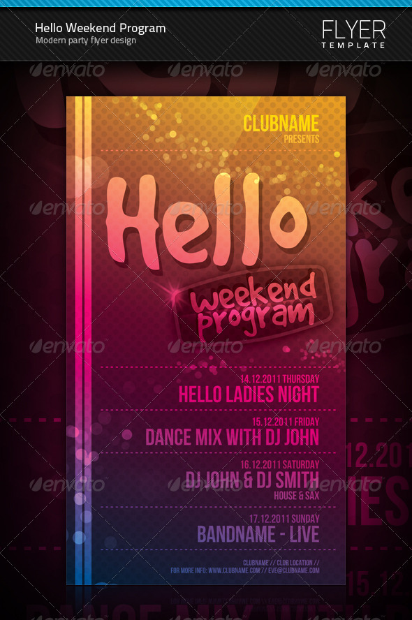 Hello Weekend Program Flyer - Clubs & Parties Events