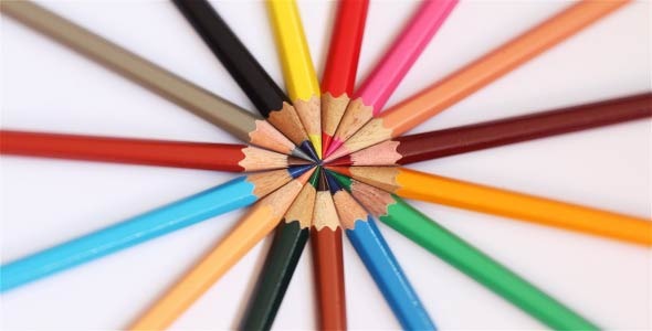 Rotating Pencils On White Background 1 alt
