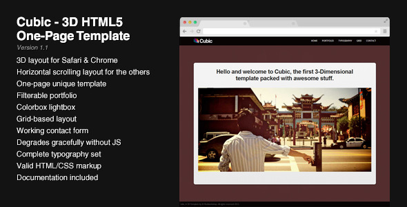 Cubic 3D HTML5 One Page Template Free Download Download Cubic 3D 