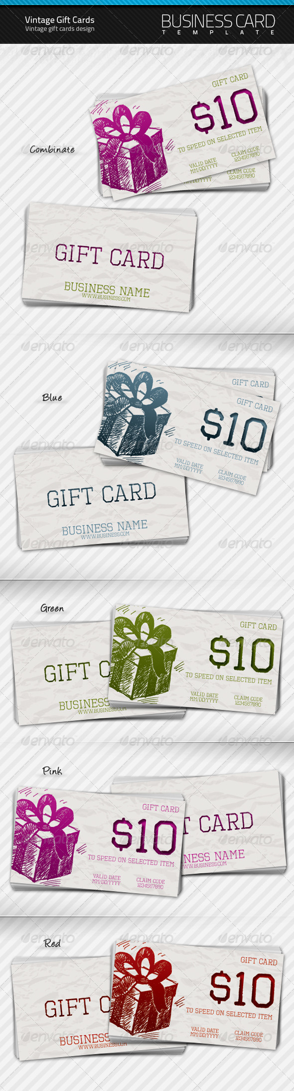 Vintage Gift Cards - Business Cards Print Templates