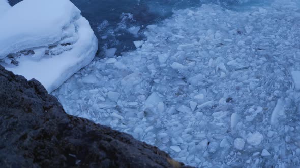 Iceland View Of Swirling Ice Chunks Trapped In Strong Water Current 1