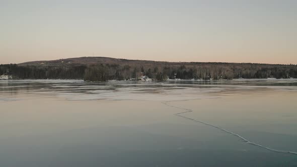 View of Moosehead Lake shores. Maine. USA. Aerial view alt