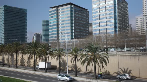 Traffic in Diagonal Mar Barcelona