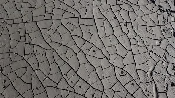 Top View Dry Shore Full of Clay of Dried Up Sea Global Warming and Drought Concept alt