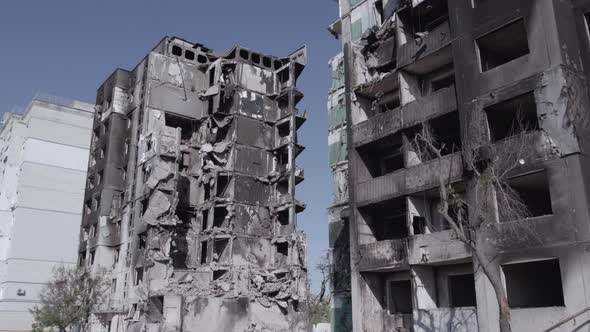 Borodyanka Ukraine  a Destroyed Building During the War Bucha District alt