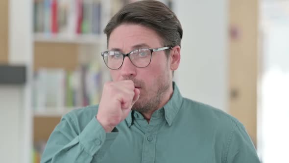 Sick Middle Aged Man Coughing Ill alt