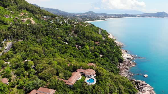 Beautiful high view of nature with sea ocean alt