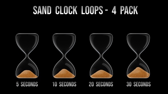 Hour Glass / Sand Clock Pack - 4 Clips - 4K