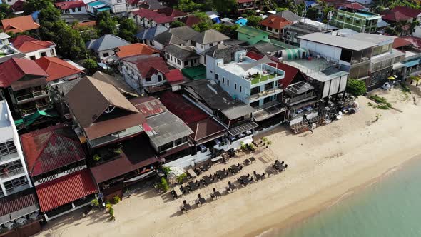 Fisherman Village on Seashore. Aerial View of Typical Touristic Place on Ko Samui Island with alt